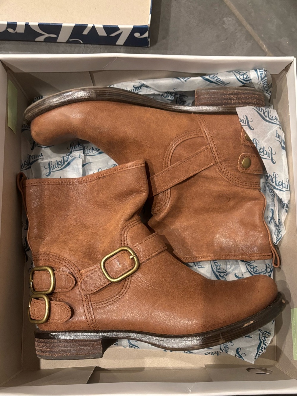 Women’s lucky brand leather booties Norton bourbon new haze size 8